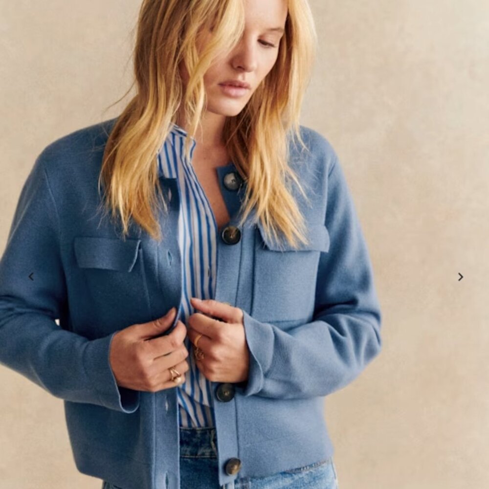 Sezane Betty Cardigan - Washed Blue